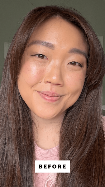 Lee before applying the NYX Professional Makeup Smushy Matte Lip Balm