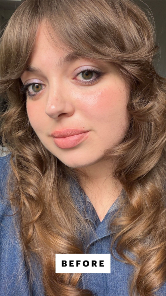 Allure commerce producer Sarah Hoffmann before applying the Ole Henriksen Pout Preserve Peptide Lip Treatment