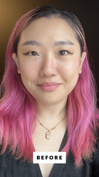 Han before applying the Eadem Le Chouchou Exfoliating  Softening Peptide Lip Balm